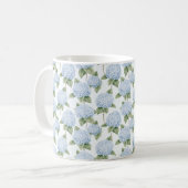 Mug Blue Hydrangea Pattern Watercolor Floral Botanical (Devant gauche)