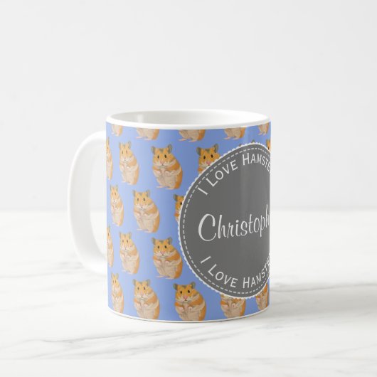 Mug Blue I love Hamsters Hamster Motif (Devant gauche)