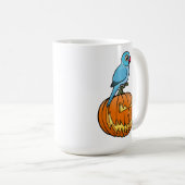 Mug Blue Indian Ringneck on Pumpkin Halloween (Devant droit)