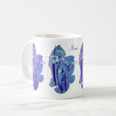 Mug Blue Iris Floral Art Personnalisé (Devant gauche)