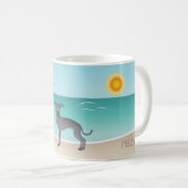 Mug Blue Italien Greyhound À Tropical Summer Beach (Devant droit)