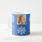 Mug Blue Jolly Merry Snowflake Photo Noël (Devant gauche)