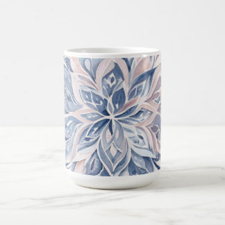 Mug Blue & Light Pink Watercolor Floral Mandala
