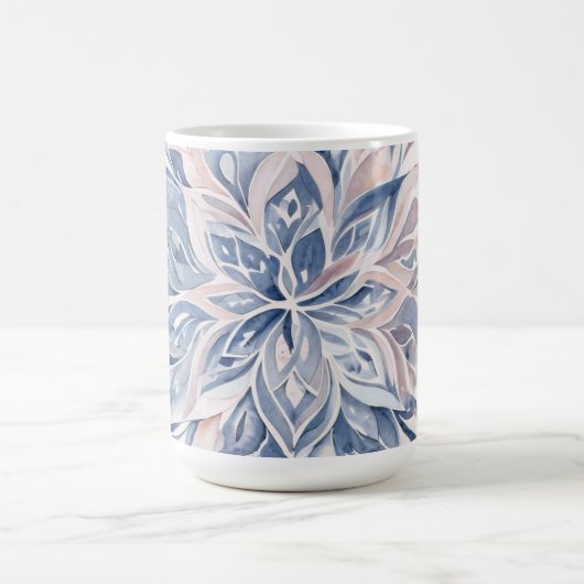Mug Blue & Light Pink Watercolor Floral Mandala (Centre)