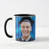 Mug Blue Line Pattern Editable Portrait Men Graduation (Gauche)