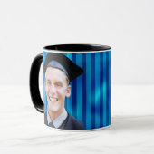 Mug Blue Line Pattern Editable Portrait Men Graduation (Devant gauche)
