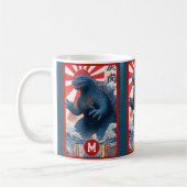 Mug Blue Lizard Monster Monogram Bold Retro Fun Cool (Gauche)