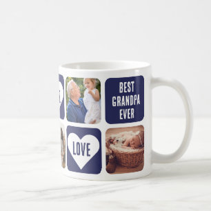 Mug Blue Love Heart Photo Meilleur grand-père Jamais M