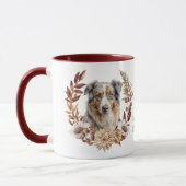 Mug Blue Merle Australian Shepherd Dog Autumn Wreath (Gauche)