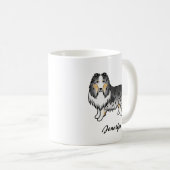 Mug Blue Merle Rough Collie Cute Cartoon Chien & Nom (Devant droit)