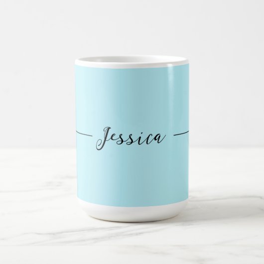 Mug Blue Modern Elegant Plain Simple Professional Name (Centre)