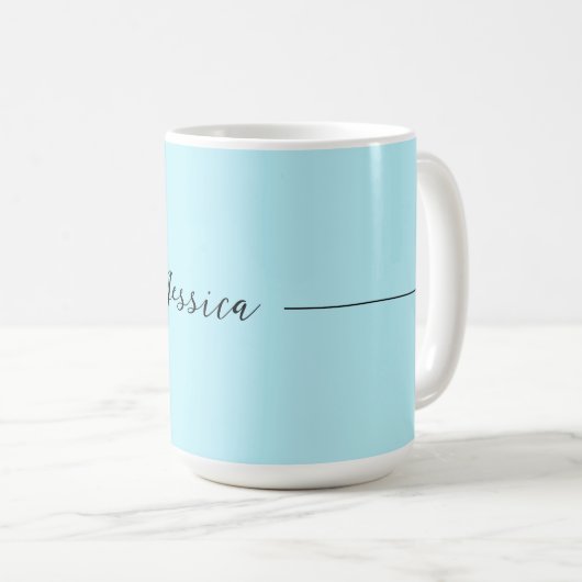 Mug Blue Modern Elegant Plain Simple Professional Name (Devant droit)