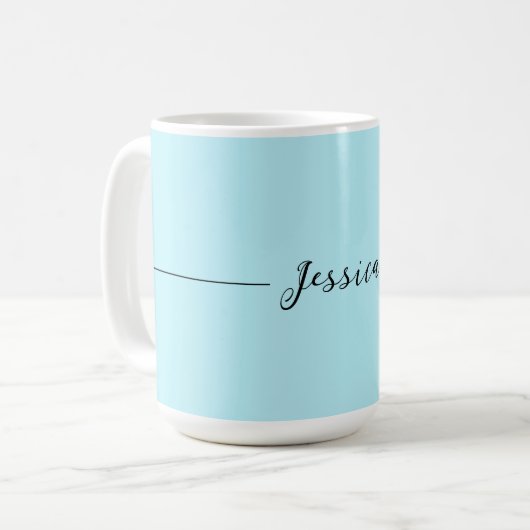Mug Blue Modern Elegant Plain Simple Professional Name (Devant gauche)
