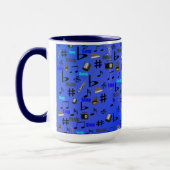 Mug Blue Musical Notes and Instruments (Gauche)