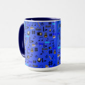 Mug Blue Musical Notes and Instruments (Devant gauche)