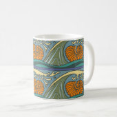 Mug Blue Ocean Waves Nautilus Seashell Motif Nouveau (Devant droit)