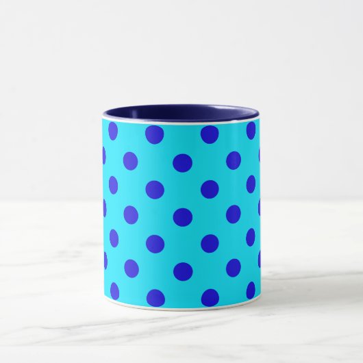 Mug Blue On Cyan Polka Dots Pattern Design (Centre)
