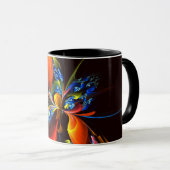 Mug Blue Orange Floral Moderne Art Abstrait Motif #03 (Devant droit)