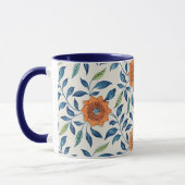 Mug Blue & Orange Floral Pattern (Gauche)