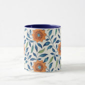 Mug Blue & Orange Floral Pattern (Centre)
