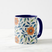 Mug Blue & Orange Floral Pattern (Devant droit)