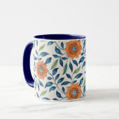 Mug Blue & Orange Floral Pattern (Devant gauche)