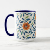 Mug Blue & Orange Floral Pattern (Gauche)
