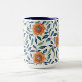Mug Blue & Orange Floral Pattern (Centre)