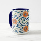 Mug Blue & Orange Floral Pattern (Devant gauche)