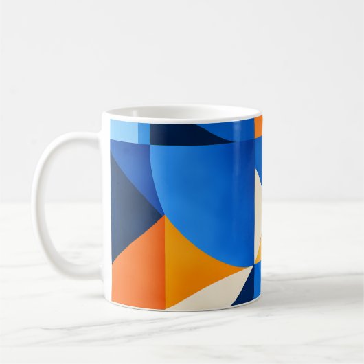 Mug Blue Orange Geometric Abstract (Gauche)