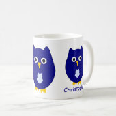 Mug Blue Owl Design Personalised (Devant droit)