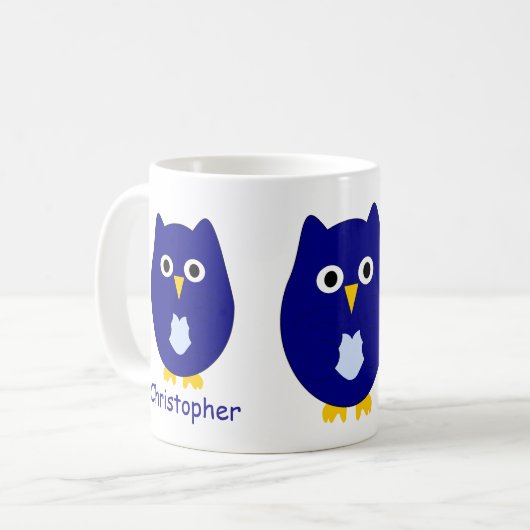 Mug Blue Owl Design Personalised (Devant gauche)