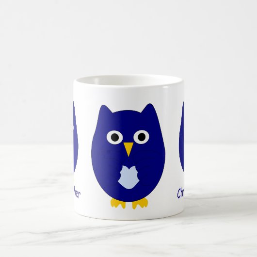Mug Blue Owl Design Personalised (Centre)