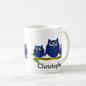 Mug Blue Owls Design Personalised (Devant droit)