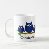 Mug Blue Owls Design Personalised (Gauche)