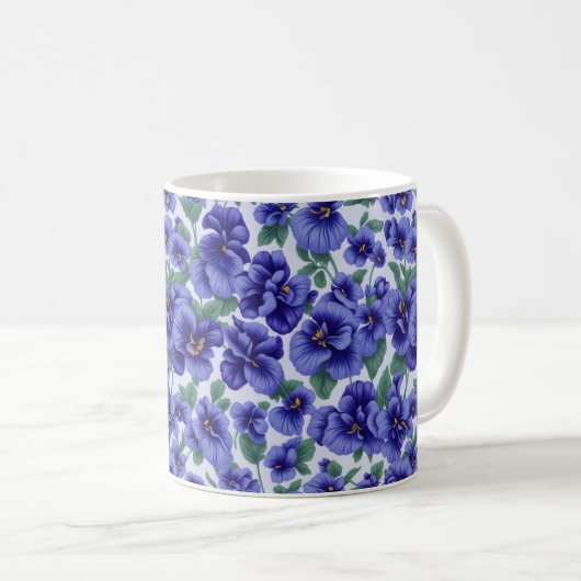 Mug Blue Pansy Flowers (Devant droit)