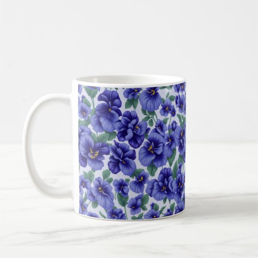 Mug Blue Pansy Flowers (Gauche)