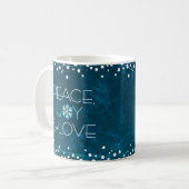 Mug Blue Peace Jove Love Snowflake Holiday Modern Bold (Devant gauche)