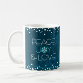 Mug Blue Peace Jove Love Snowflake Holiday Modern Bold (Gauche)