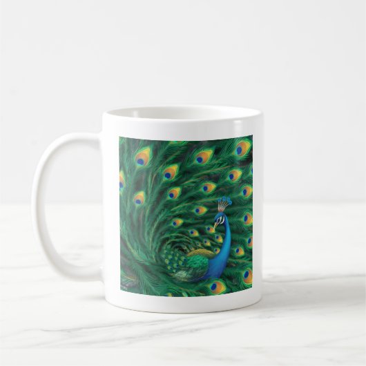Mug Blue Peacock Bird (Gauche)