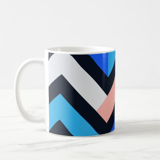 Mug Blue Pink Chevron Geometric Pattern (Gauche)