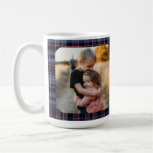 Blue Pink Plaid 1-Photo Custom Holiday Gift Script
