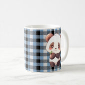 Mug Blue Plaid Panda Double-Sided Design (Devant droit)