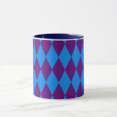 Mug Blue Purple Harlequin Checkered Design  (Centre)