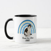 Mug Blue Rainbow Best Grey White Chat Maman (Gauche)