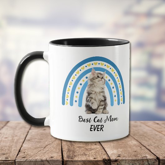 Mug Blue Rainbow Meilleur gris Maine Coon Chat Maman M