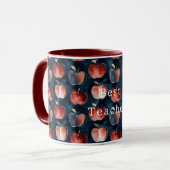 Mug Blue Red Apples Best Teacher or personalize (Devant gauche)