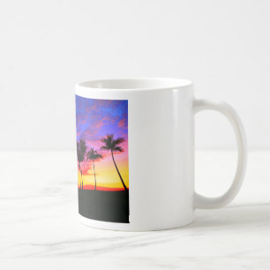 Mug Blue Red Sunset Exotic Hawaiian Beach Palm Trees