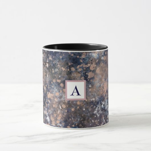 Mug Blue & Rose Gold Paint Splatter Abstract Glamour (Centre)