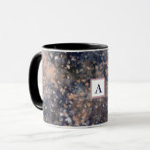 Mug Blue & Rose Gold Paint Splatter Abstract Glamour (Devant gauche)